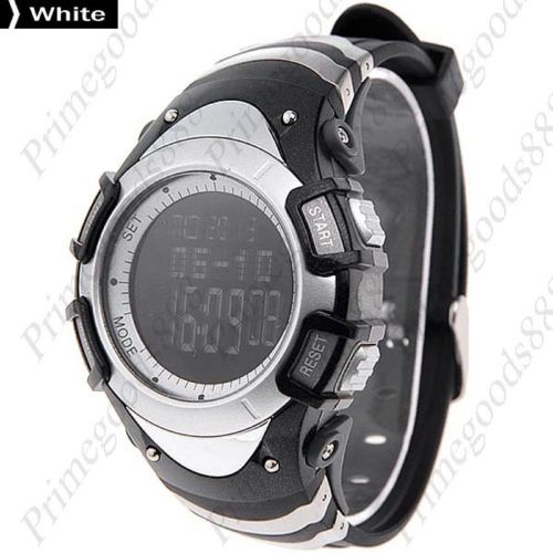 Water Proof Digital Unisex Barometer Altimeter Thermometer Wristwatch White