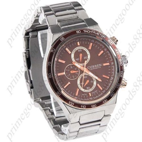 Stainless Steel Quartz Watch with Chain Style Band  Free Shipping Brown Face
