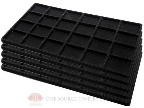 5 Black Insert Tray Liners W/ 24 Compartments Drawer Organizer Jewelry Displays