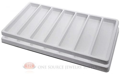 2 White Insert Tray Liners With 7 Slot Each Drawer Organize Jewelry Displays