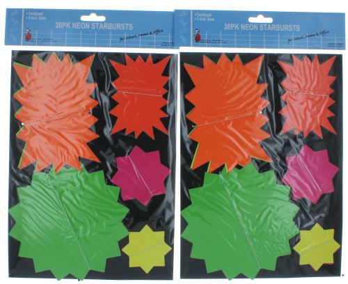 Lot of 60 neon starburst bright sign tags price sale for sale
