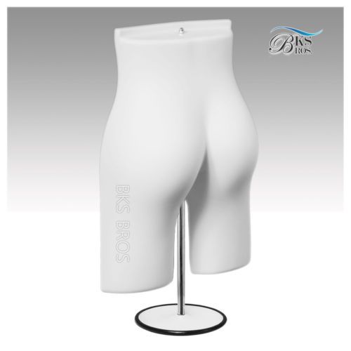Female Butt Mannequin Half Form WHITE Hip Display w/Stand + Hanging Hook Woman