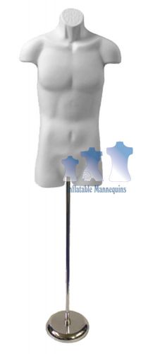 Male 3/4, white and tall adjustable mannequin stand with 8&#034; round base for sale