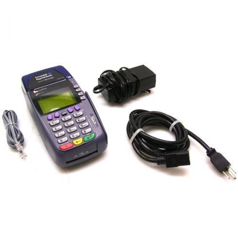 Verifone omni 3750 dual mode credit card terminal w/ power adapter + rj11 cable for sale