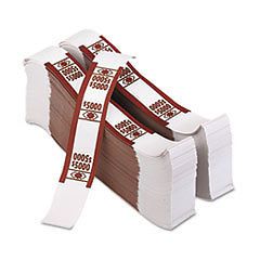 1000 Color-Coded Kraft Currency Straps, $50 Bill , $5000, Self-Adhesive, Brown
