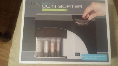 NEW LUX AUTOMATIC COIN SORTER,4 BARREL DESIGN-SORTS AND STACKS COINS NEW