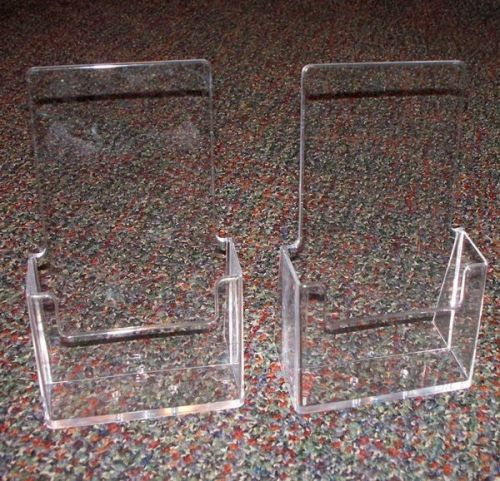 Two Acrylic 1 Pocket Counter Top Trifold Brochure Holders - New!