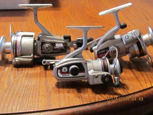 3 SPIN CAST OPEN BAIL REELS, ZEBCO, DIAWA  OLYMPIC VS