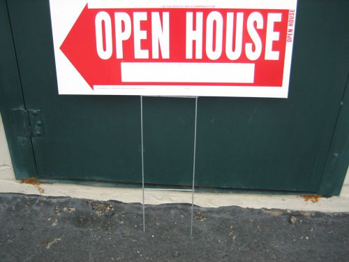 Three Hy-Ko #RS-803 10&#034;x24&#034; Plastic Open House Sign with Metal Yard Wire