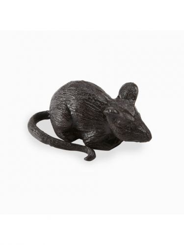 Set of 3 Pieces 3&#034; Metal-Cast Iron Black Small Mouse Figurines Garden Decor