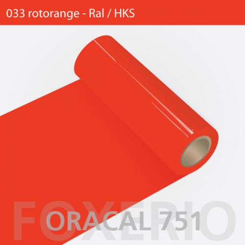 033 Red Orange Oracal 751 Cast 0.19-1.96&#034; 2.48&#034; Glossy Adhesive Film Plotter