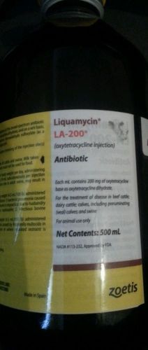 OXYTETRACYCLINE INJECTION - LIQUAMYCIN LA-200 500mL BOTTLE!!! NEW! FREE SHIPPING