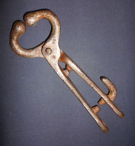 Vtg BULL NOSE TONGS pliers holder lead livestock Tool steampunk FREE SHIPPING