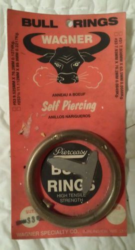 Vintage Wagner Self Piercing Brass Bull Nose Ring, #33, New Old Stock In Package