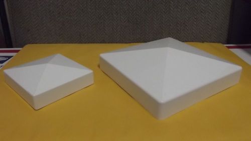 3.5X3.5 PVC Fence Post Flat Pyramid  Caps Tops Vinyl White 3.5 x 3.5 Pair (2)