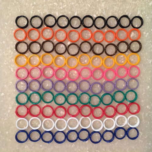 100 Poultry High Quality Spiral ID Size 11 Leg Bands Chickens 11/16&#034; 10 Colors