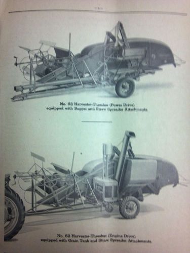 Partsbook for IH No. 62 Harvester-Thresher - 1948