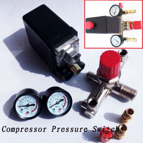 Single Phase Compressor Pressure Switch With Two Air Regulator Gauge &amp;Stand NEW