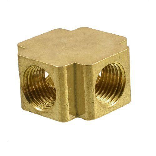 NEW Amico Brass 1/4&#034; PT Thread 4 Ways Cross Connector Pipe Adapter Coupler