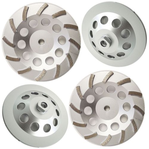 4PK NEW 7&#034;  Turbo Concrete Diamond Grinding Cup Wheel 12SEG, 5/8&#034;-11 Threaded