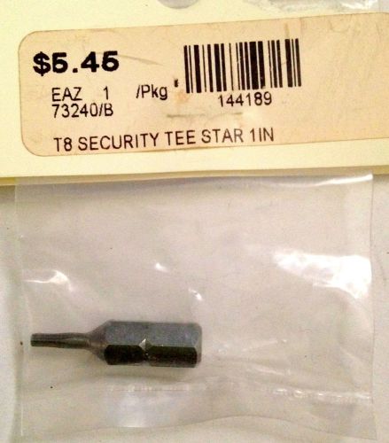 T8 Security Tee Star TORX DRIVER BIT WITH CENTER HOLE