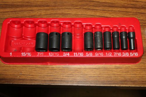 Snap-on set, socket, semi deep, 6-point (9 pcs.) (5/16&#034; to 7/8&#034;) missing 11/16 for sale