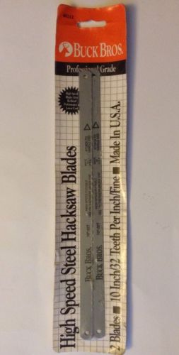 Buck Bros High Speed Steel Hacksaw Blades 10&#034; 32 Teeth Per Inch USA 2 Pack NEW