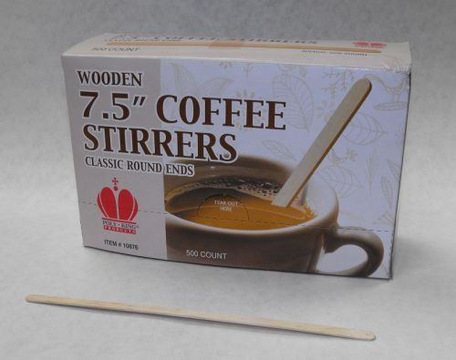 500 ct Wooden 7.5&#034; Round End Classic COFFEE STIRRERS Dispenser Box FREE SHIP