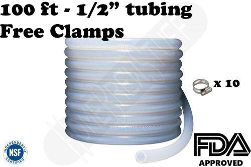 1/2&#034; high temp silicone tubing 100&#039; free clamps, beer homebrew home brew brewing for sale