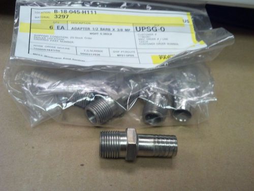STAINLESS STEEL FITTING, 3/8&#034; N.P.T. MALE X  1/2&#034; BARB, # 3297