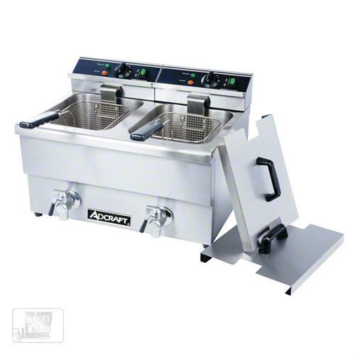 Adcraft (df-12l/2) commercial double electric deep fryer 50lbs/hr . for sale
