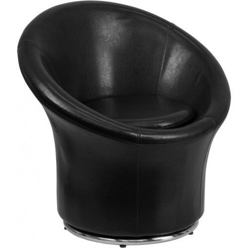 Flash Furniture ZB-3975-BK-GG Black Leather Swivel Reception Chair - Retro Style