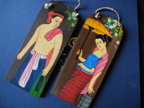 #2 Handpaint MangoWood Plate Restroom Toilet Door Sign wall Hanging Women Men