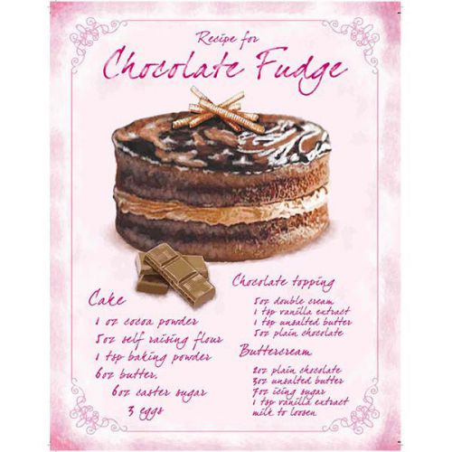 Chocolate Cake Recipe Metal Sign