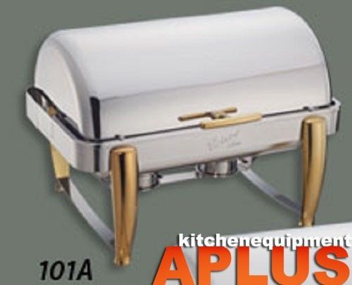 Winco Virtuoso Chafer 8 qt Oblong Stainless Steel W/ Gold Accents Model: 101A