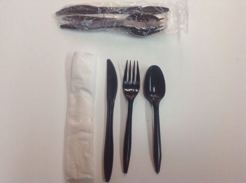 4-N-1 Black Medium Weight Plastic Cutlery Packs