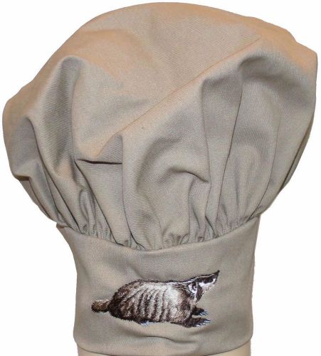 Khaki Badger Child Size Chef Hat Adjustable Velcro Monogram Custom Embroidered