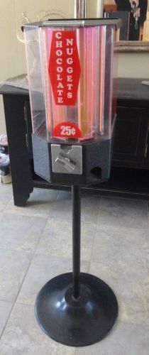 Chocolate nuggets  25 cent candy vending machine &amp; stand-stands 44.5&#034; tall for sale