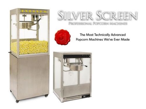 Commercial popcorn machine maker &amp; stand silver screen 14 oz popper 11147/30147 for sale