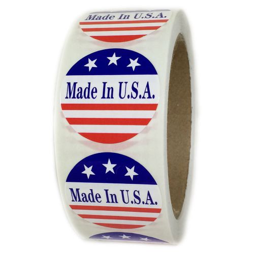 Red, White and Blue &#034;Made in U.S.A.&#034; 3 Star Labels Stickers 1.5&#034; diameter 500 ct