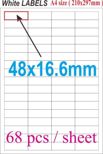 48x16.6mm 100s White Blank (68) A4 Label Sticker matt paper copier printer F-29