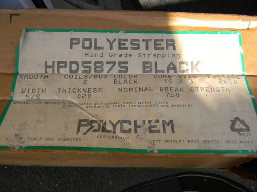 Strapping Polyester Black, 5/8&#034;, Core 16&#034; x 3&#034;, 0.02 Thk, 750 lb, 2850&#039; HPD5875