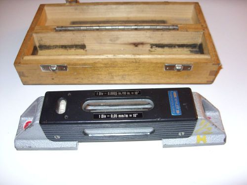 Wyler precision machinist level Swiss Made 1 Div = 0,05 mm/m = 10&#034; w/wood case