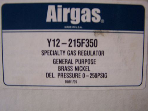 Airgas Dual Stage Specialty Gas Regulator Y12-215F350 Brass Nickel 0-250