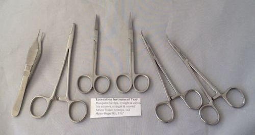Laceration instrument tray, c/w webster needle holder, german made,  stainless for sale