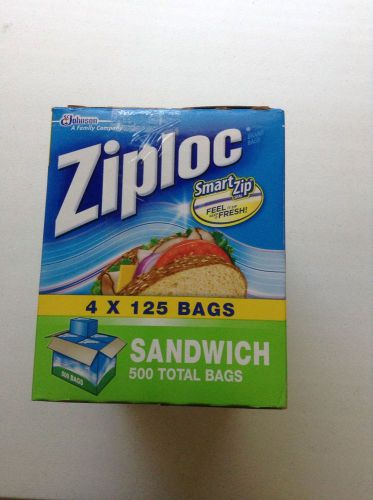 500 Ziploc Sandwich Bag Smart Zip (4 x 125ct) 6 1/2&#034; x 5 7/8&#034; Zip Lock Ziplock