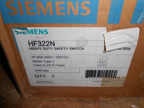 SIEMENS HF322N DISCONNECT 60 AMP 240 VOLT SAFETY SWITCH