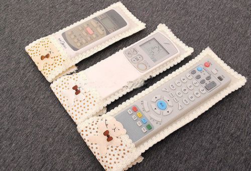 3 Sizes Set Little Bear Patterned Fabric Protective Case  Remote Control Beige