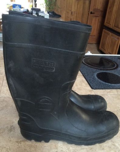 Mens Steel Toe Slip Resistant Rubber Boots Size 13