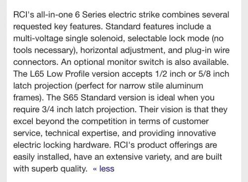 Rci S6508X32D Electric Strike